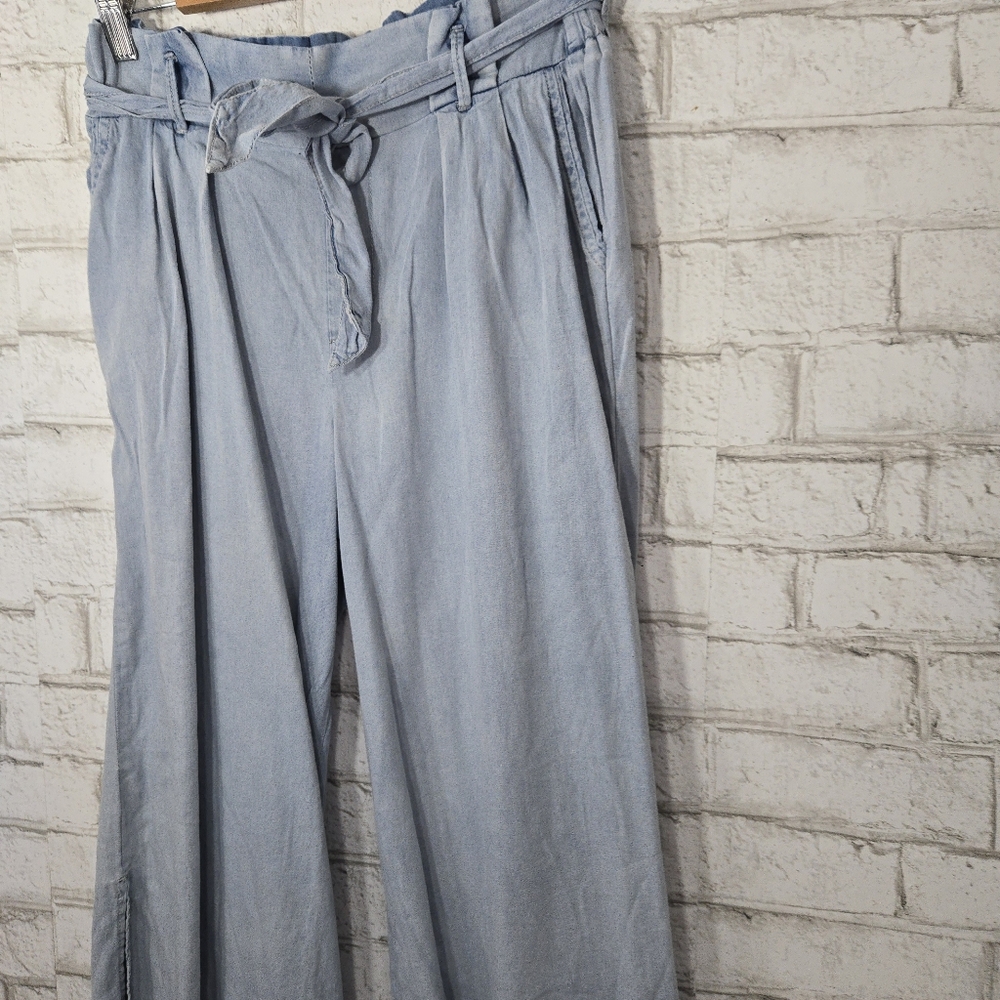 Rewash Light Blue Wide Leg Tie Waist Pants - Picture 6 of 16